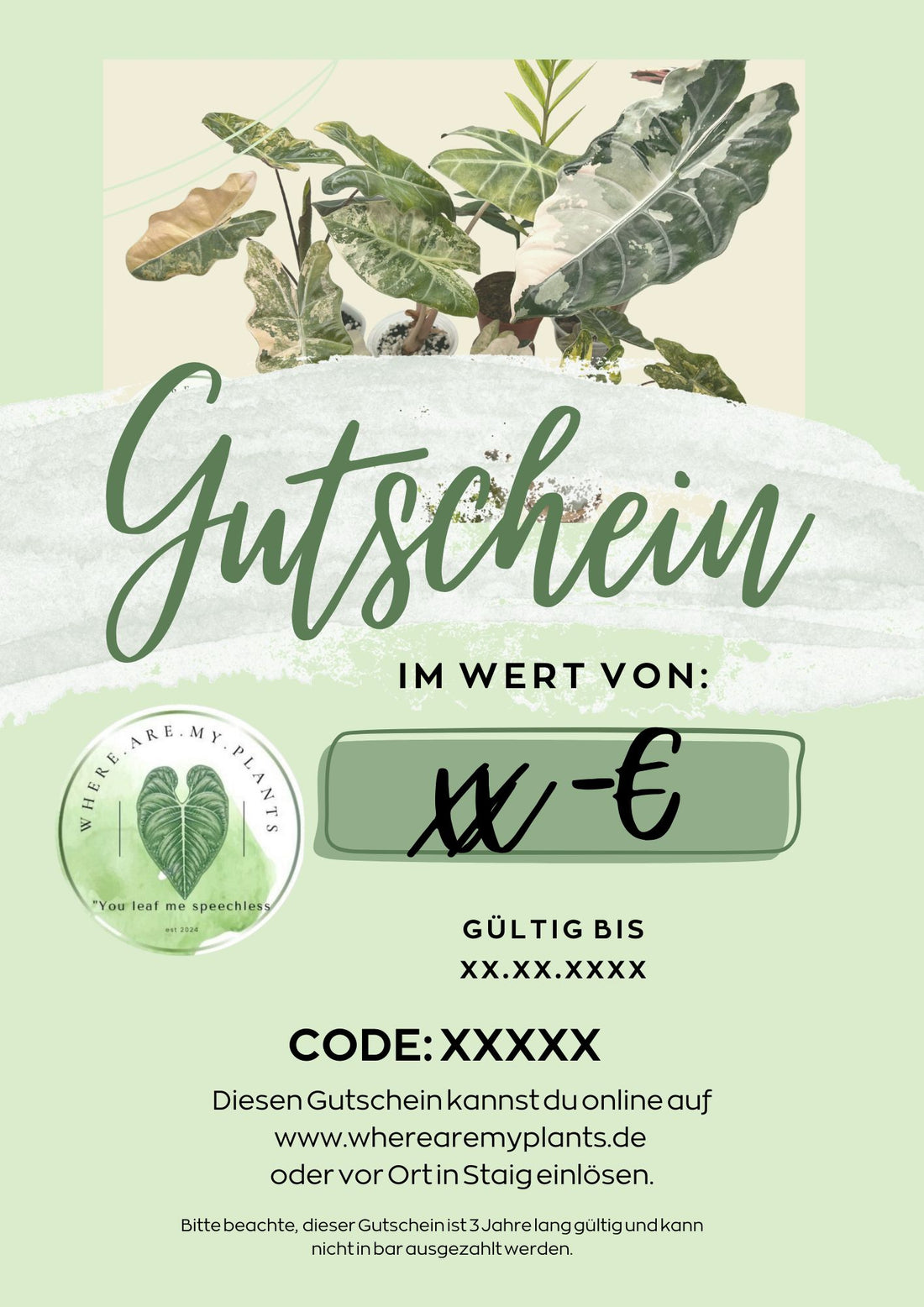 Pflanzenglück zum Einlösen- Gutschein