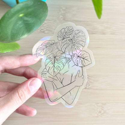 Sun Catcher Sticker - Monstera be kind to your mind
