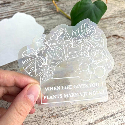 Sun Catcher Sticker - When Life gives you plants, Katze